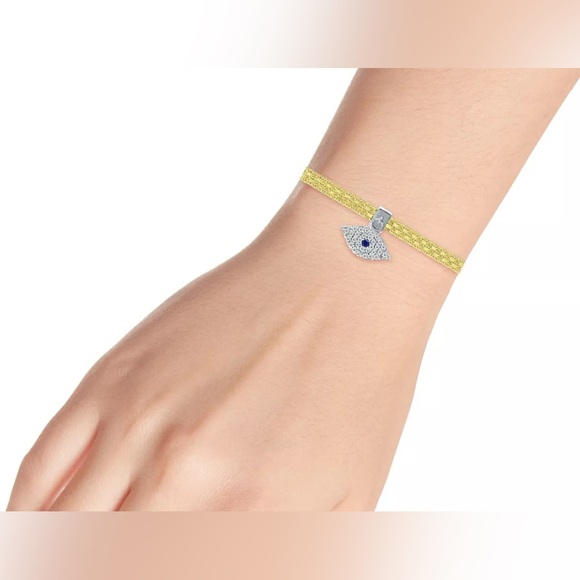 Cubic Zirconia Evil Eye Charm Bismark Chain Bracelet, - Picture 2 of 5